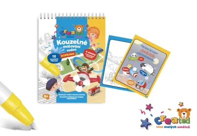Created Kouzelné malování vodou - Blok s tužkou DOPRAVA - 4 listy
