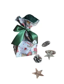 LKV Lomnice Dárkový textilní pytlík malý - Vánoce - domečky