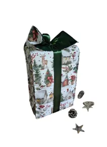 LKV Lomnice Dárkový textilní pytlík velký - Vánoce - domečky