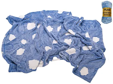 Mikro trading Deka - modrá s obláčky - 100 x 150 cm - svítící ve tmě