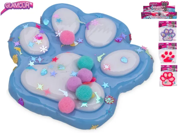 Mikro trading Glamour - Mega kočičí tlapka strečová - 12,5 cm -  s flitry - 4 barvy