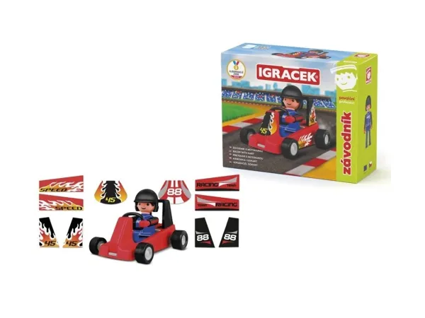 Efko IGRÁČEK - Závodník - figurka s červenou motokárou