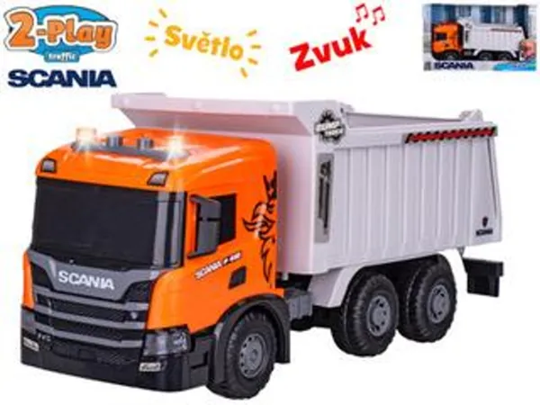 Mikro trading 2-Play Traffic - Auto sklápěčka Scania na setrvačník - 48 cm - se světlem a zvukem