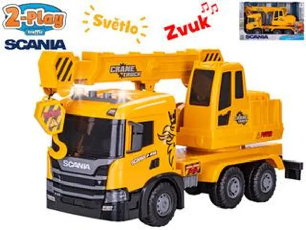 Mikro trading 2-Play Traffic - Auto jeřáb Scania na setrvačník - 53 cm - se světlem a zvukem