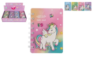 Teddies Zápisník kroužkový - JEDNOROŽEC - 4 druhy