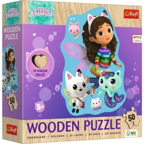 Trefl Puzzle dřevěné - GABBY'S DOLLHOUSE: Gábinin kouzelný domek - Veselá Gabby - 50 dílků