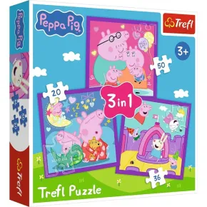 Trefl Puzzle 3v1 - Peppa PIg: Zvyky prasátka Peppy - 20, 36 a 50 dílků