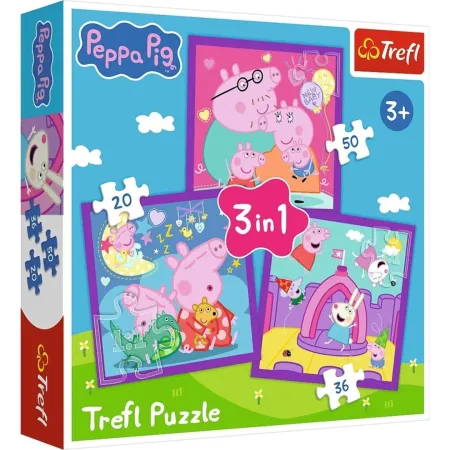 Trefl Puzzle 3v1 - Peppa PIg: Zvyky prasátka Peppy - 20, 36 a 50 dílků