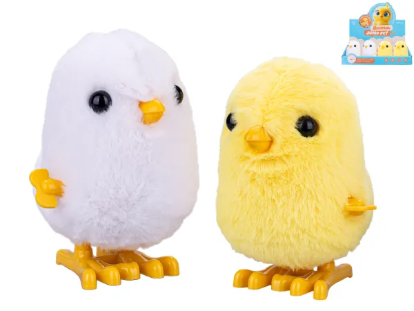 Mikro trading Kuřátko plyšové - 9 cm - po natažení skákající - 2 barvy