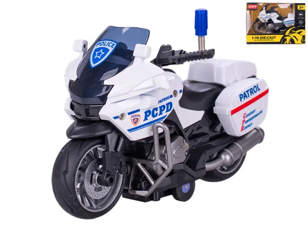 Mikro trading Motorka policejní - 12,5 cm - na zpětný chod