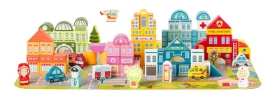 Woody Stavebnice kostky - Město v kyblíku - 115 ks