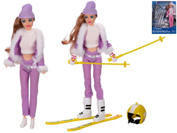 Mikro trading Panenka lyžařka - 29 cm - s doplňky