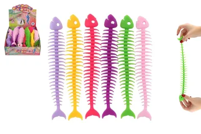 Teddies Hračka antistresová - Rybí kostra - natahovací silikon - 25 cm