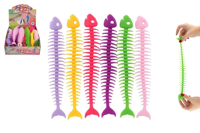 Teddies Hračka antistresová - Rybí kostra - natahovací silikon - 25 cm