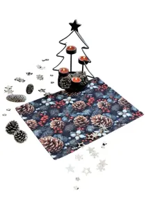 LKV Lomnice Textilní prostírání Vánoce - 1 ks - tmavě modrá s motivem šišek