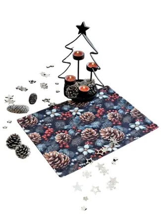 LKV Lomnice Textilní prostírání Vánoce - 1 ks - tmavě modrá s motivem šišek