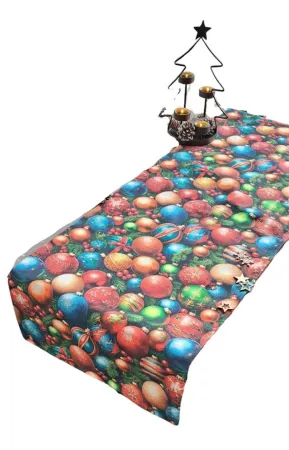 LKV Lomnice Textilní běhoun na stůl - Vánoce - s motivem vánočních ozdob - 30 x 120 cm