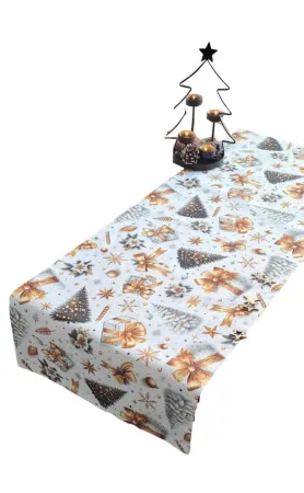 LKV Lomnice Textilní běhoun na stůl - Vánoce - bílá - 30 x 120 cm