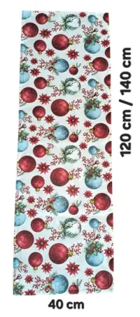 LKV Lomnice Textilní běhoun na stůl - Vánoce - červené vánoční ozdoby - 40 x 120 cm