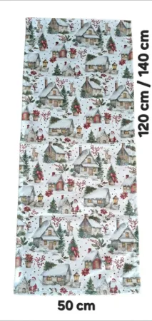LKV Lomnice Textilní běhoun na stůl - Vánoce - domečky - 50 x 120 cm