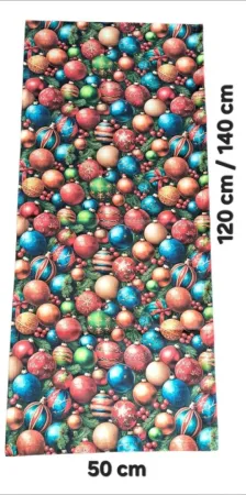 LKV Lomnice Textilní běhoun na stůl - Vánoce - s motivem vánočních ozdob - 50 x 120 cm