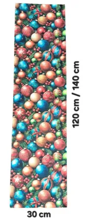 LKV Lomnice Textilní běhoun na stůl - Vánoce - s motivem vánočních ozdob - 30 x 140 cm