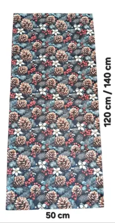 LKV Lomnice Textilní běhoun na stůl - Vánoce - tmavě modrá s motivem šišek - 50 x 120 cm