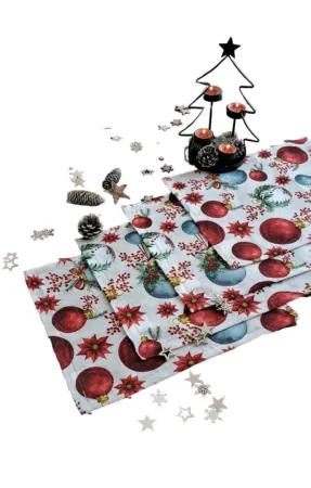 LKV Lomnice Textilní prostírání Vánoce - 4 ks - červené vánoční ozdoby