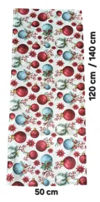 LKV Lomnice Vánoční set: Běhoun na stůl + 4 ks prostírání - červené vánoční ozdoby - 50 x 120 cm