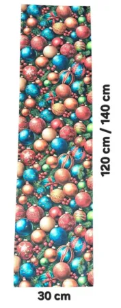 LKV Lomnice Vánoční set: Běhoun na stůl + 4 ks prostírání - s motivem vánočních ozdob - 30 x 140 cm