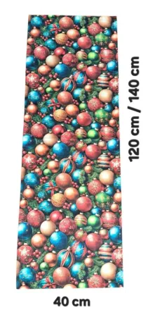 LKV Lomnice Vánoční set: Běhoun na stůl + 4 ks prostírání - s motivem vánočních ozdob - 40 x 140 cm