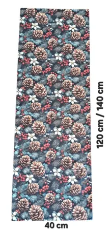 LKV Lomnice Vánoční set: Běhoun na stůl + 4 ks prostírání - tmavě modrá s motivem šišek - 40 x 140 cm