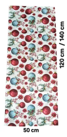 LKV Lomnice Vánoční set: Běhoun na stůl + 4 ks prostírání - červené vánoční ozdoby - 50 x 140 cm