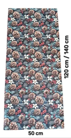 LKV Lomnice Vánoční set: Běhoun na stůl + 4 ks prostírání - tmavě modrá s motivem šišek - 50 x 140 cm