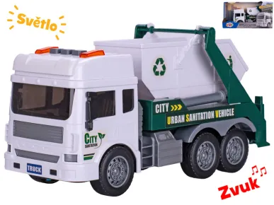 Mikro trading Popelářské auto s kontejnerem na setrvačník - 28 cm - se světlem a zvukem