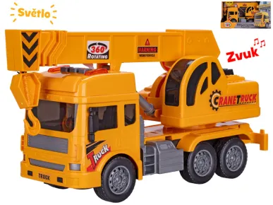 Mikro trading Auto stavební jeřáb na setrvačník - 27 cm - se světlem a zvukem