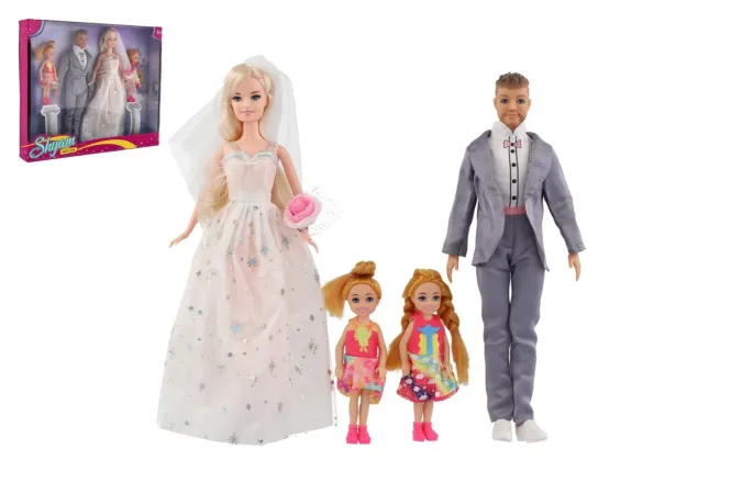 Teddies Panenka nevěsta a ženich - 30 cm - s rodinou