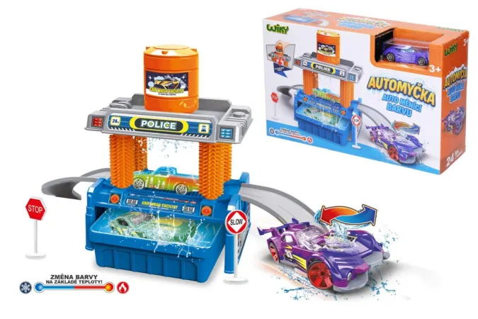 Wiky Automyčka + auto měnící barvu - s doplňky