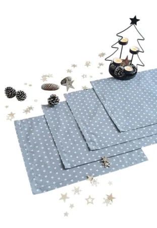 LKV Lomnice Textilní prostírání Vánoce - 4 ks - hvězdičky