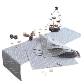 LKV Lomnice Vánoční set: Běhoun na stůl + 4 ks prostírání - hvězdičky - 30 x 120 cm