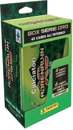 Panini SERIE A 2025 / 2026 - ADRENALYN karty - plechová krabička (hranatá)