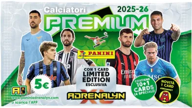 Panini SERIE A 2025 / 2026 - ADRENALYN karty - PREMIUM PACKET