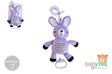 babyted Zajíček plyš - 30 cm - natahovací hrací strojek - závěs na postýlku / kočárek