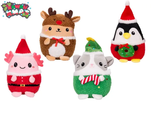 Mikro trading Kawaii Xmas - zvířátko plyšové ve vánočním oblečku - 19 cm - 4 druhy
