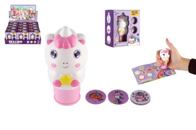 Teddies Samolepkové razítko - Razítko se samolepkami jednorožec - s náplněmi