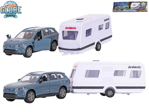 Mikro trading Kids Globe Traffic - Volvo EX90 s karavanem - 30 cm - zpětný chod