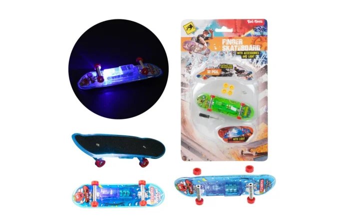 Teddies Skateboard prstový - 9,5 cm - se světlem