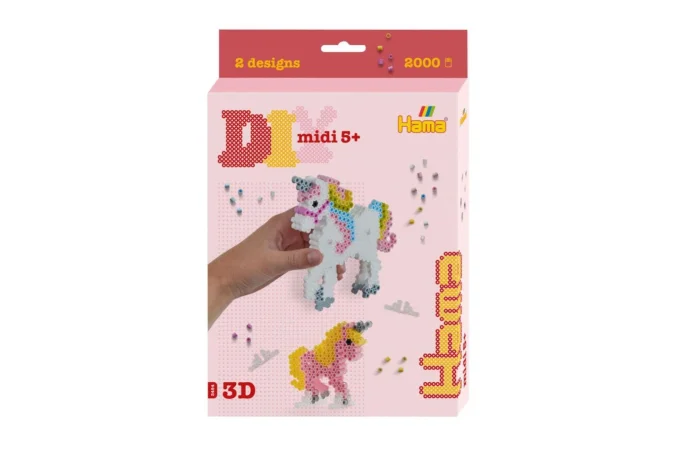 Hama Zažehlovací korálky MIDI - Jednorožci 3D - 2000 ks