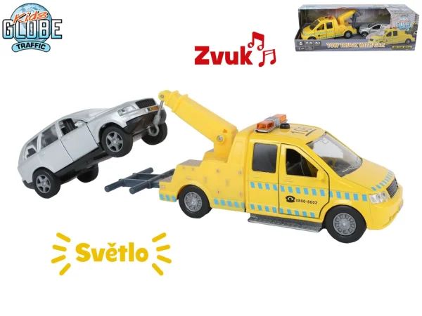 Mikro trading Kids Globe Traffic - Odtahovka - 14 cm - zpětný chod - s autem 11,5 cm