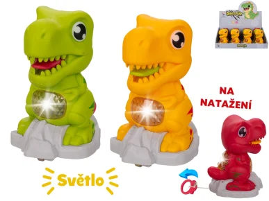 Mikro trading Dinosaurus jezdící - 11 cm - na natažení se světlem